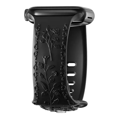 Apple Watch Silicone Band - Floral Engraved - Stylish Design BandsCo Straps
