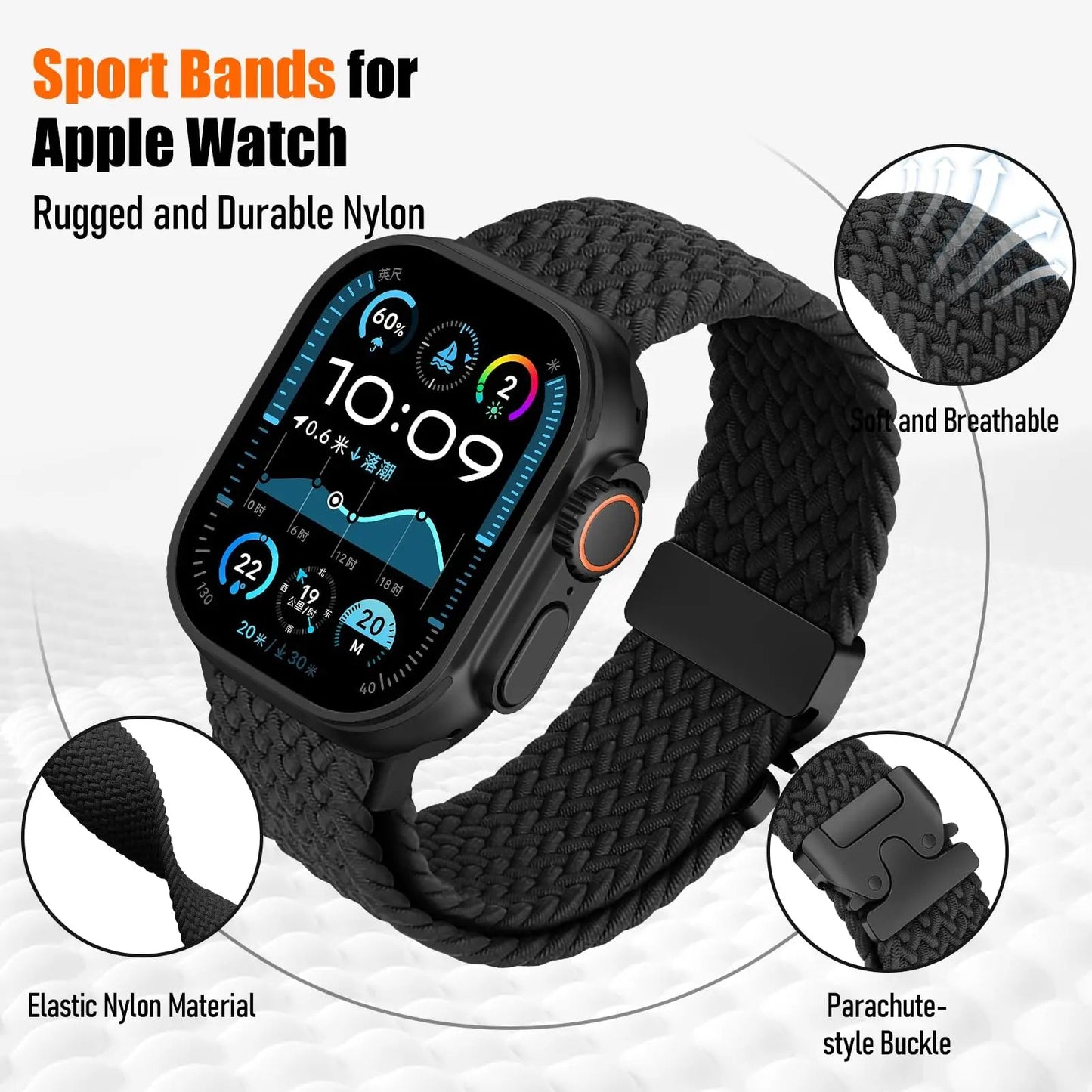 Apple Watch Parachute Strap - Braided Nylon, Breathable BandsCo Straps