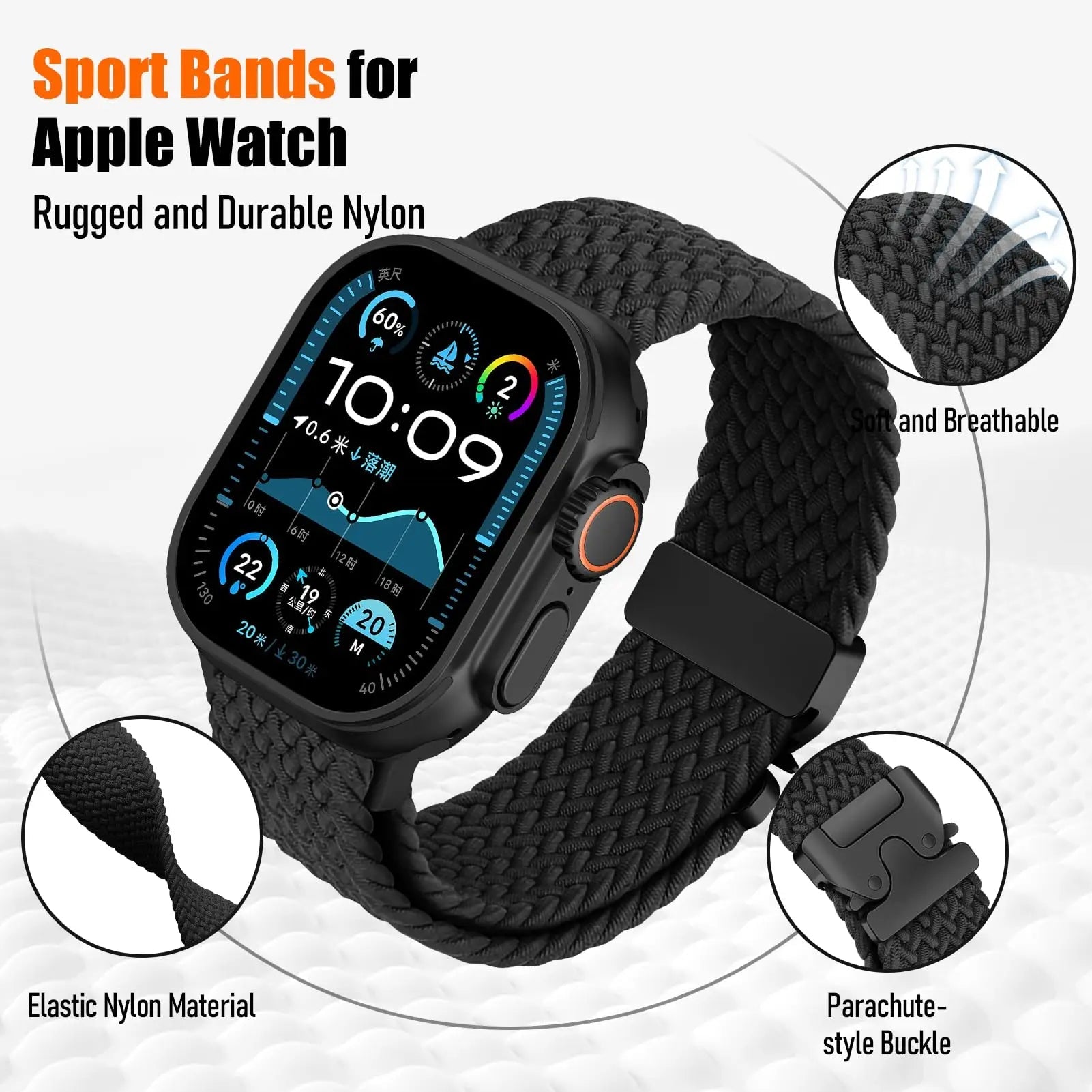 Apple Watch Parachute Strap - Braided Nylon, Breathable BandsCo Straps