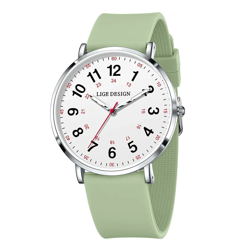 Women's Pink Silicone Watch Large Dial Rose Gold Minimal BandsCo Straps