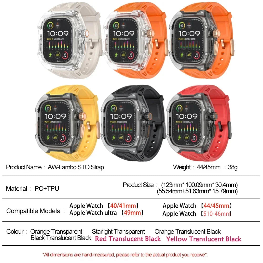 Transparent Armor Mod Kit for Apple Watch Ultra - Rugged Clear Case & TPU Sport Band Wristwatchstraps.co