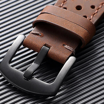 OnePlus Watch Band Quick Release Leather Strap Vintage Brown Wristband BandsCo Straps