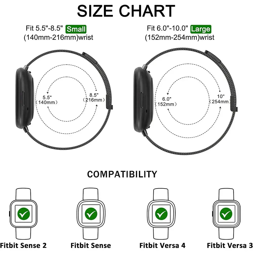 Fitbit Versa & Sense Magnetic Steel Band - Elegant Design BandsCo Straps
