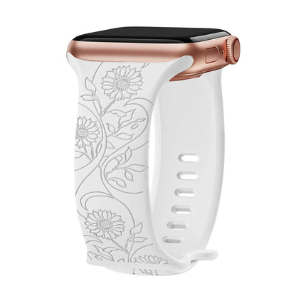 Apple Watch Silicone Strap - Floral Engraved, Soft and Waterproof BandsCo Straps