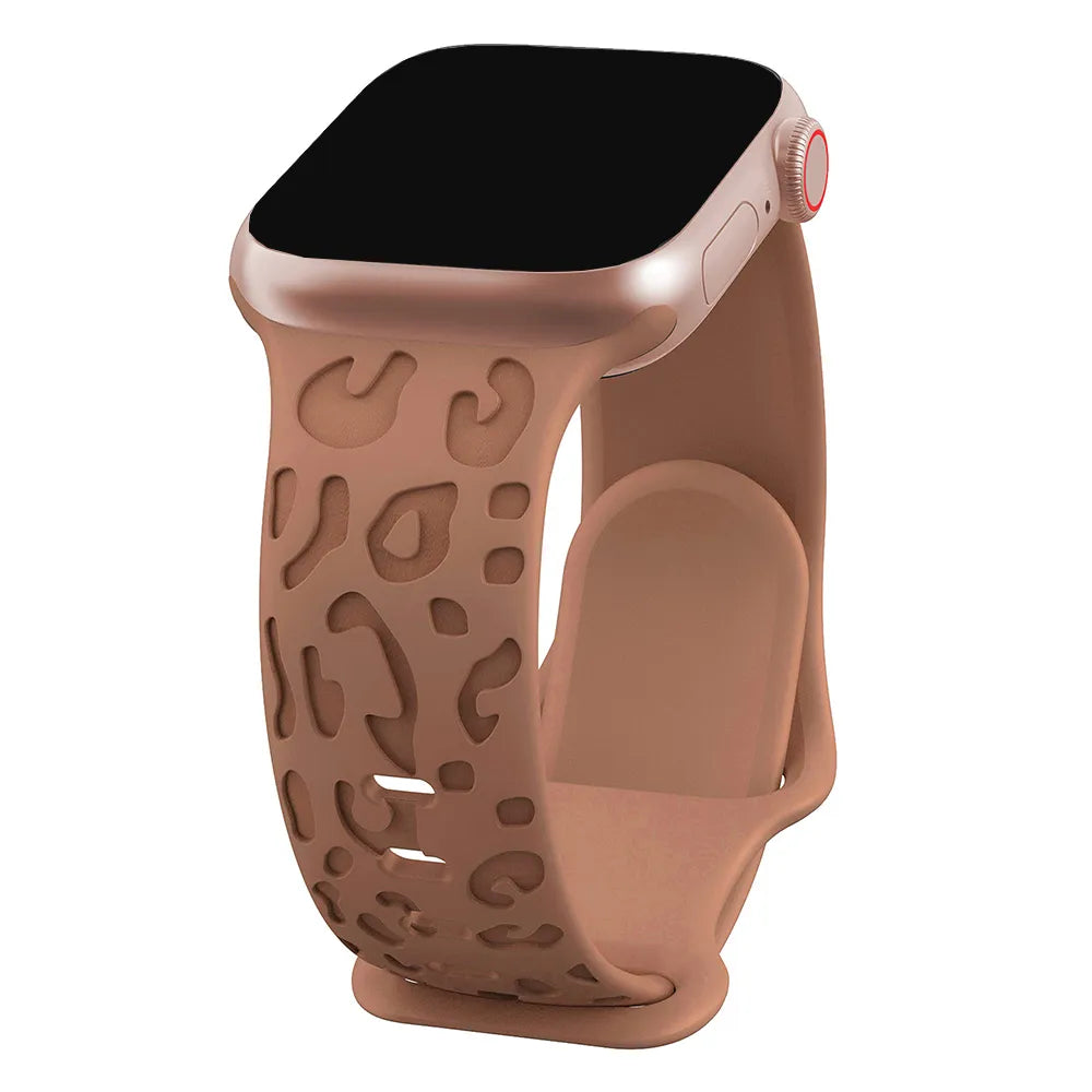 Embossed Cheetah Print Silicone Strap For Apple Watch - Wristwatchstraps.co