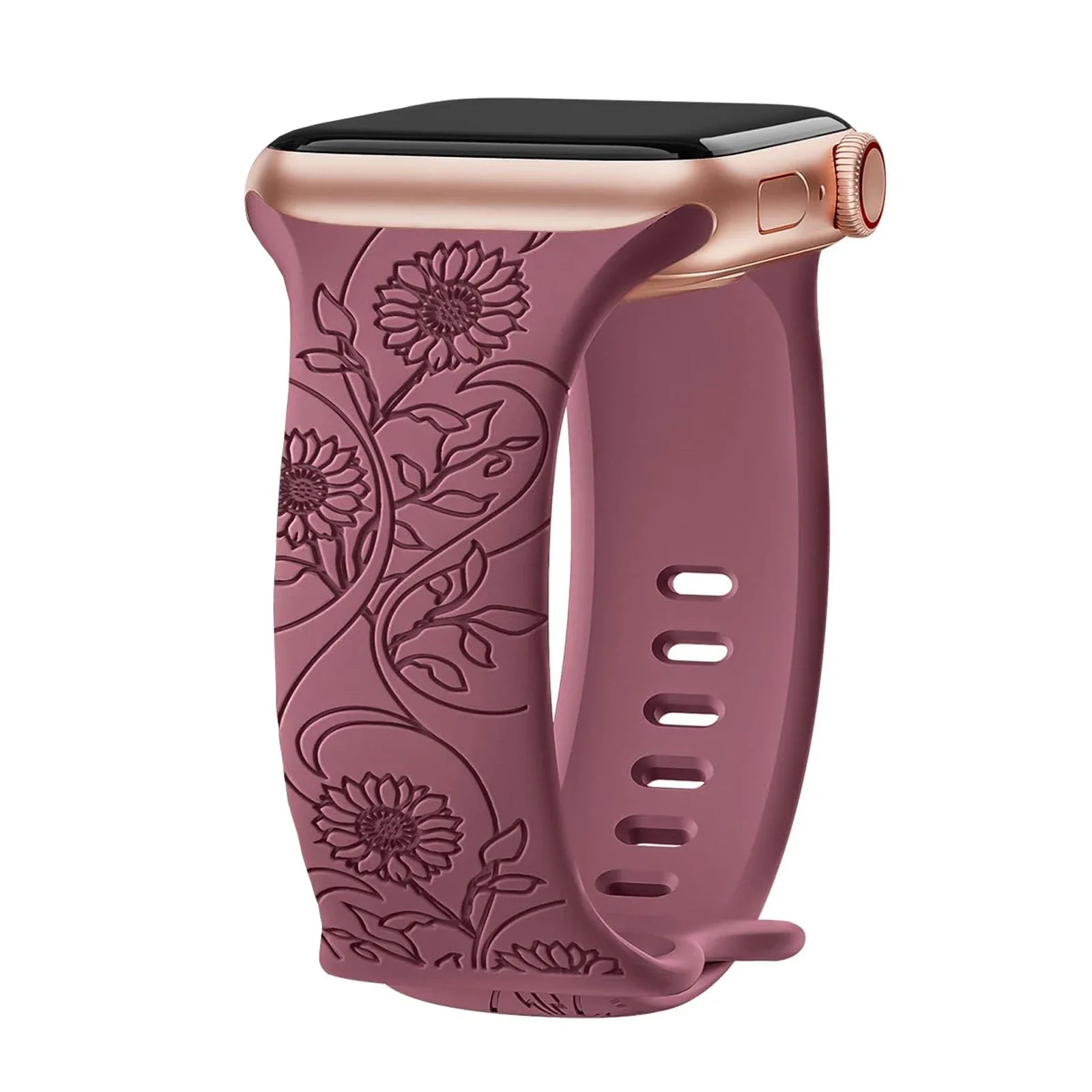 Apple Watch Silicone Strap - Floral Engraved, Soft and Waterproof BandsCo Straps