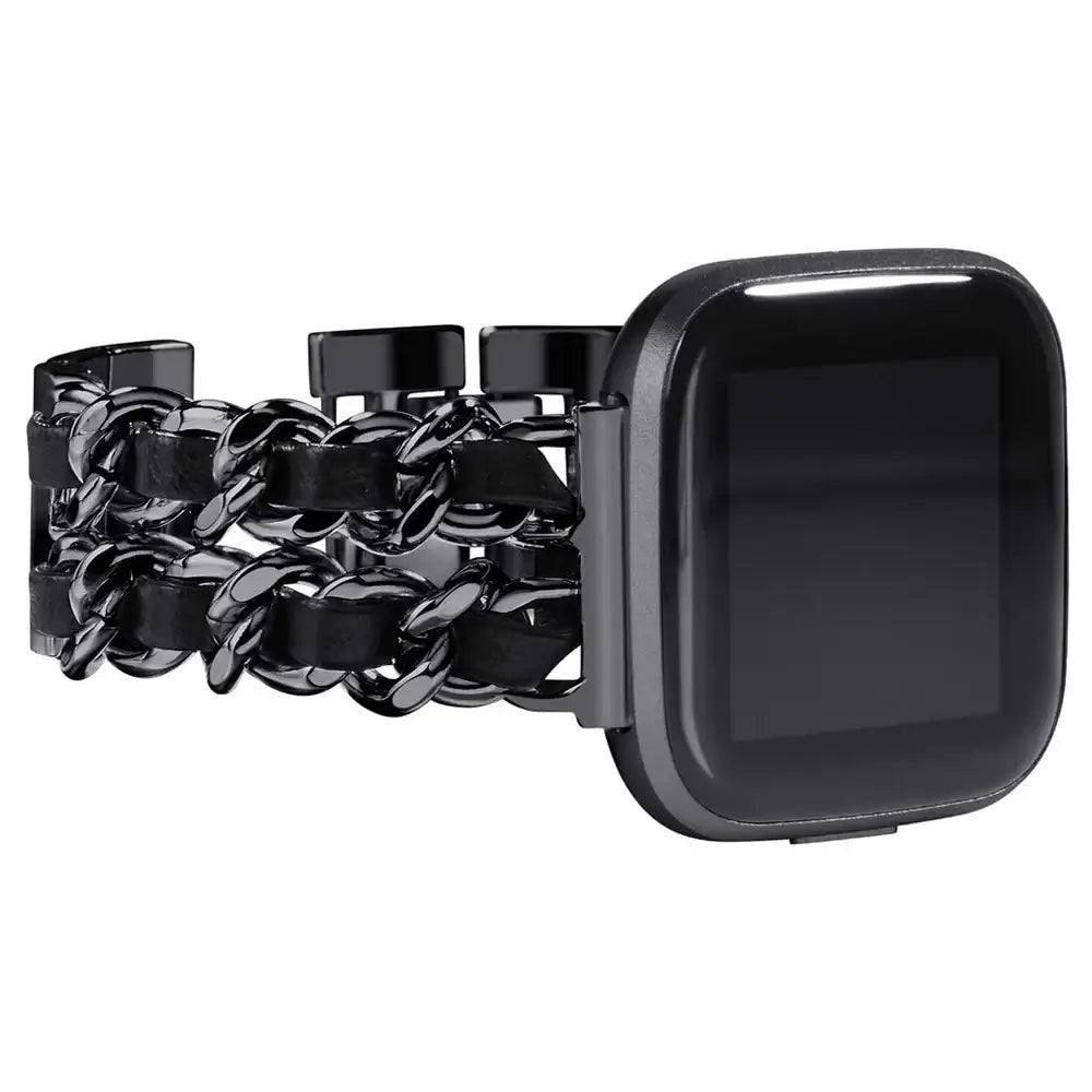 Fitbit Versa & Sense Leather Metal Band - Luxurious Design BandsCo Straps