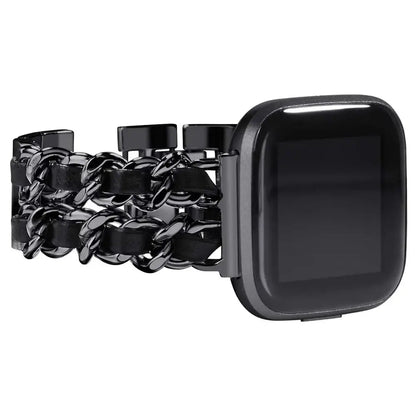 Fitbit Versa & Sense Leather Metal Band - Luxurious Design BandsCo Straps