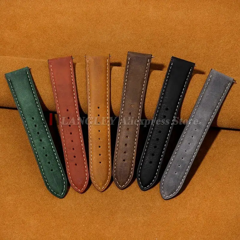 Amazfit Leather Watch Band Calfskin Strap with Butterfly Buckle Brown BandsCo Straps