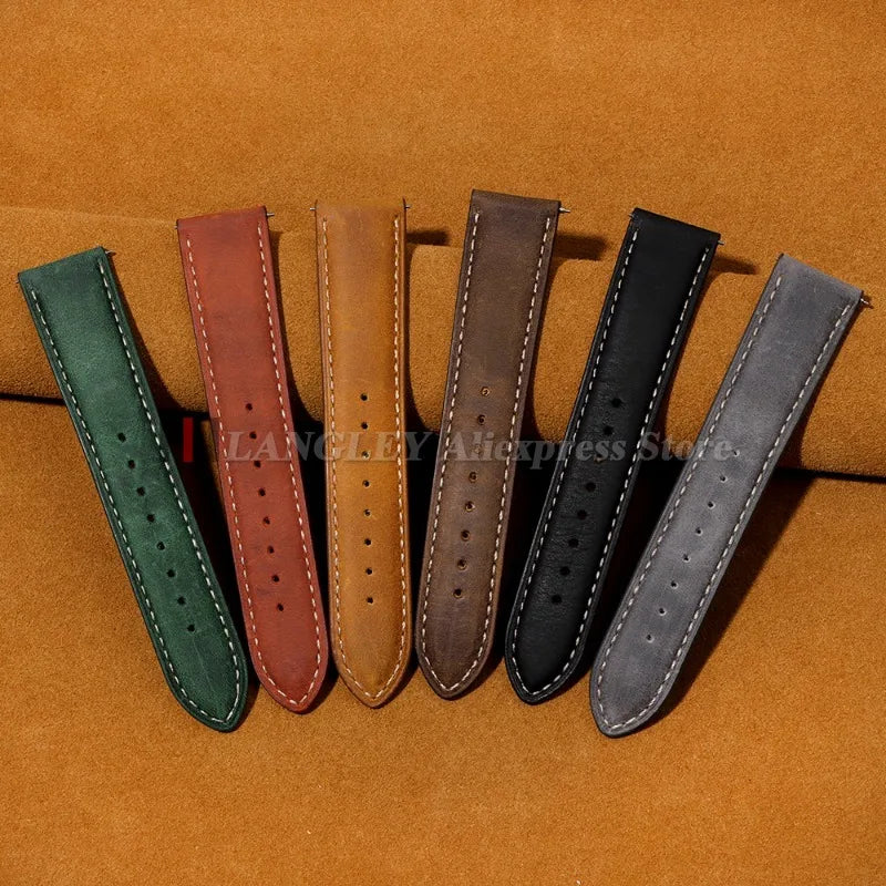 Polar Leather Watch Band For Smartwatch Genuine Calfskin Butterfly Clasp BandsCo Straps