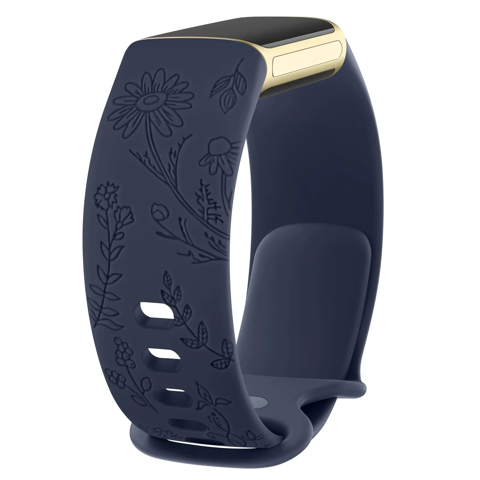 Fitbit Charge 5 6 Silicone Flower Engraved Soft Strap BandsCo Straps