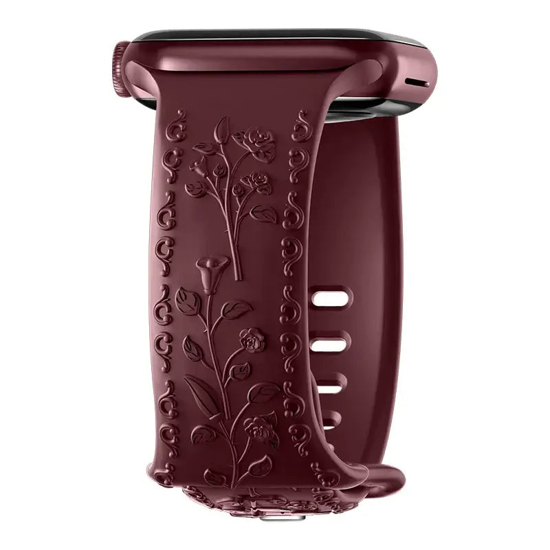 Apple Watch Silicone Band - Floral Engraved - Stylish Design BandsCo Straps
