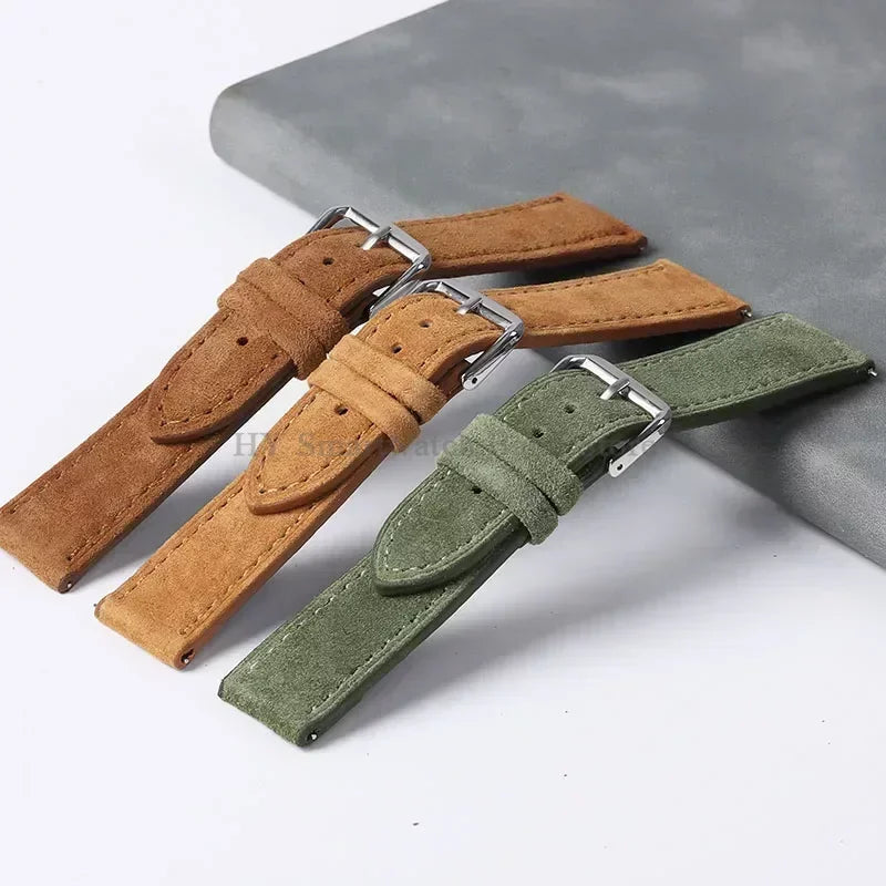 Amazfit Leather Watch Strap Vintage Suede Quick Release - Handmade Stitching BandsCo Straps