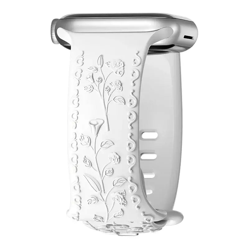Apple Watch Silicone Band - Floral Engraved - Stylish Design BandsCo Straps