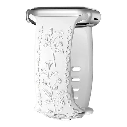 Apple Watch Silicone Band - Floral Engraved - Stylish Design BandsCo Straps