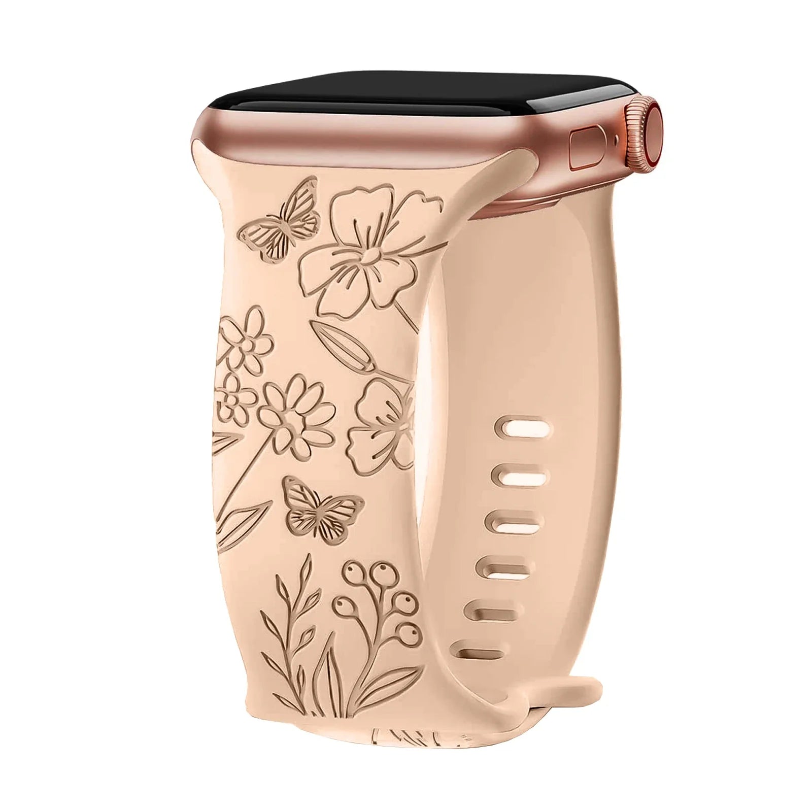 Apple Watch Silicone Strap - Floral Engraved, Soft and Waterproof BandsCo Straps