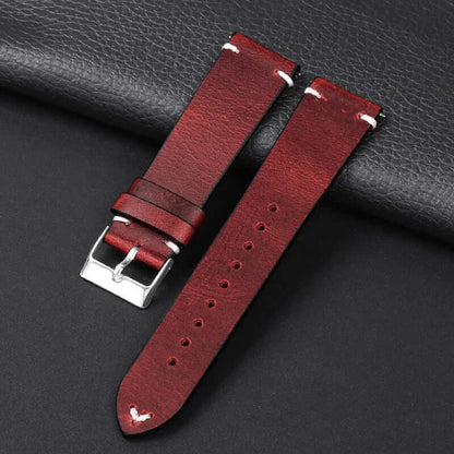 Amazfit Leather Watch Band Retro Oil Wax Calfskin For Smartwatch Replacement BandsCo Straps