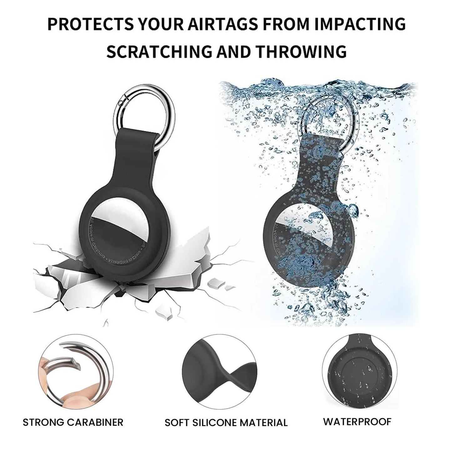 6-Pack: Protective Leather Airtag Holder Tracker Cover with Loop Key Ring DailySale
