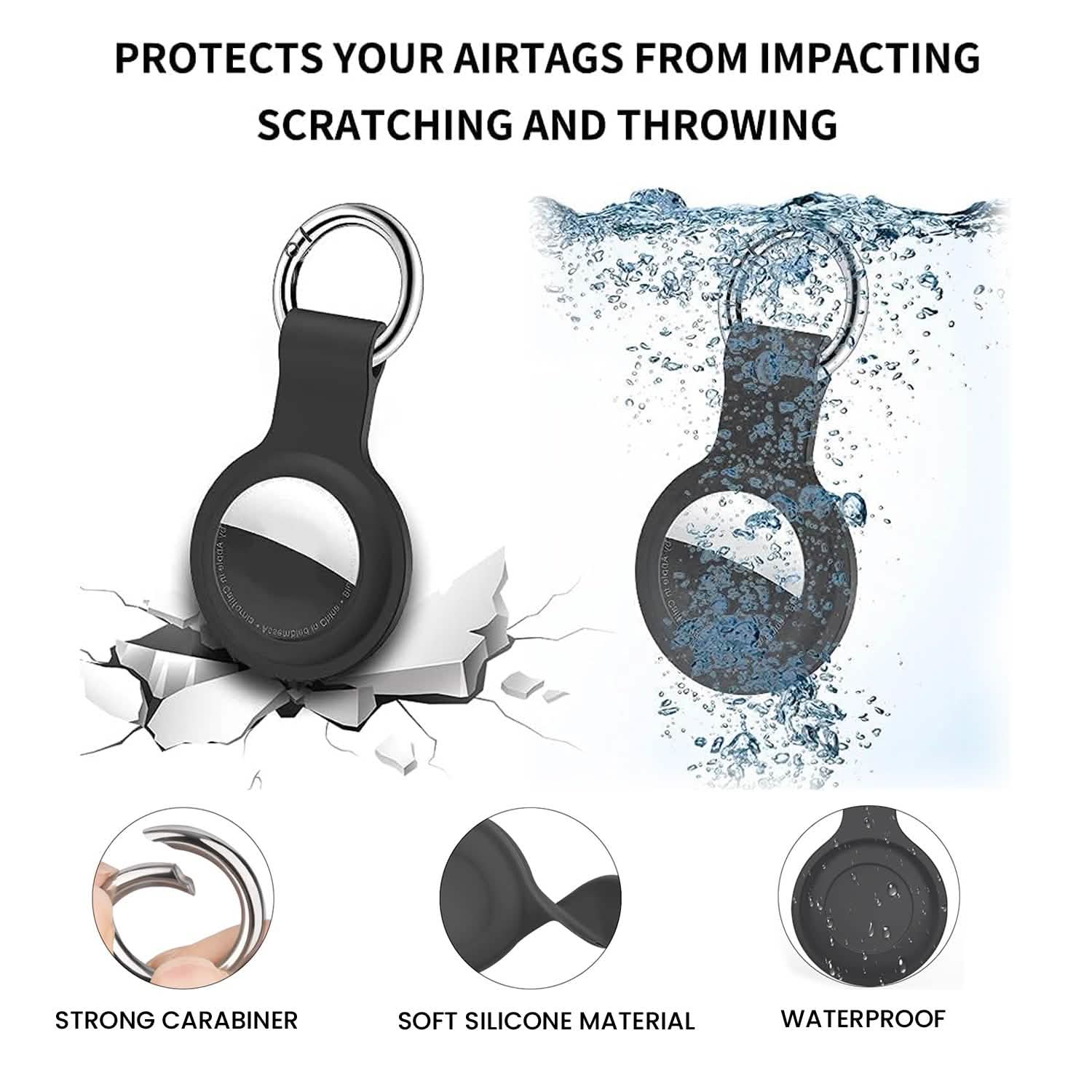 6-Pack: Protective Leather Airtag Holder Tracker Cover with Loop Key Ring DailySale