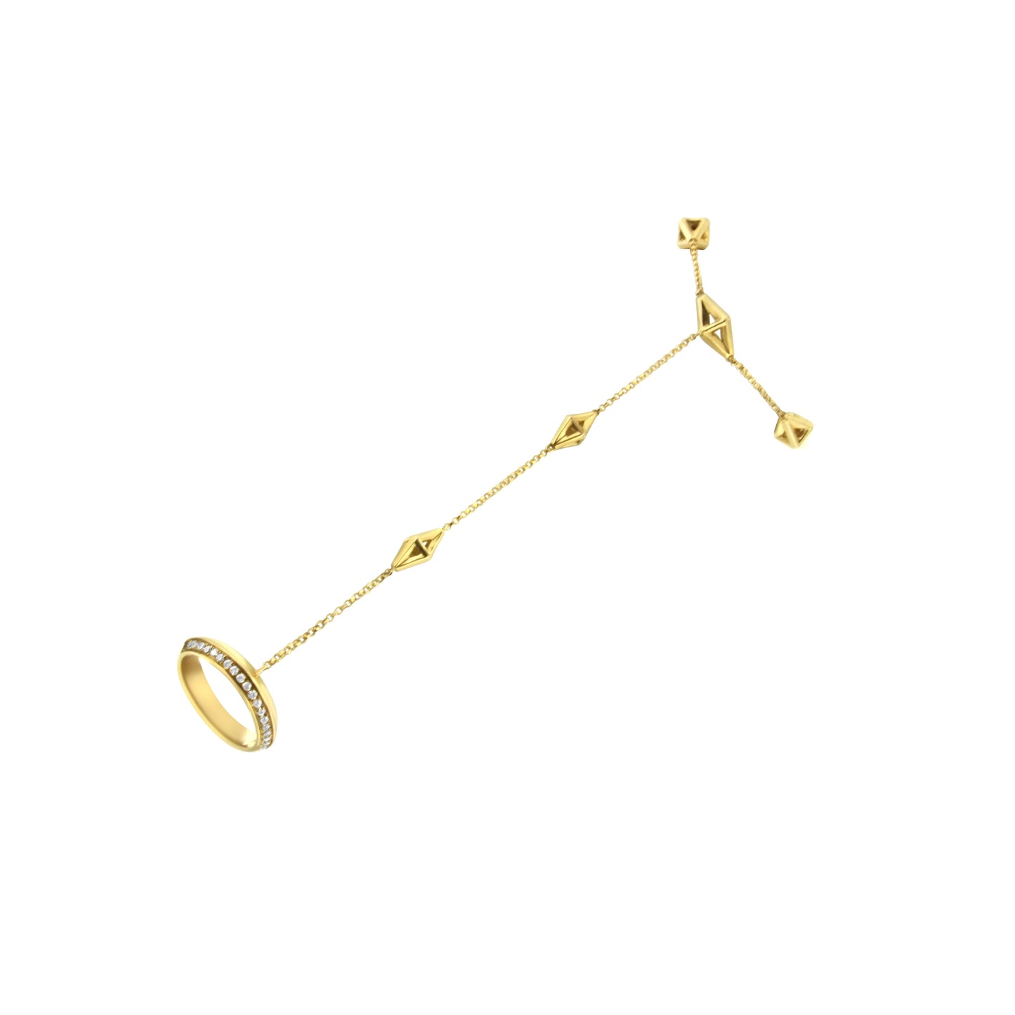 14K Yellow Gold 1/4 Cttw Diamond Ring and Bracelet Hand Chain (G-H Color, SI1-SI2 Clarity) - 7" Bids.com