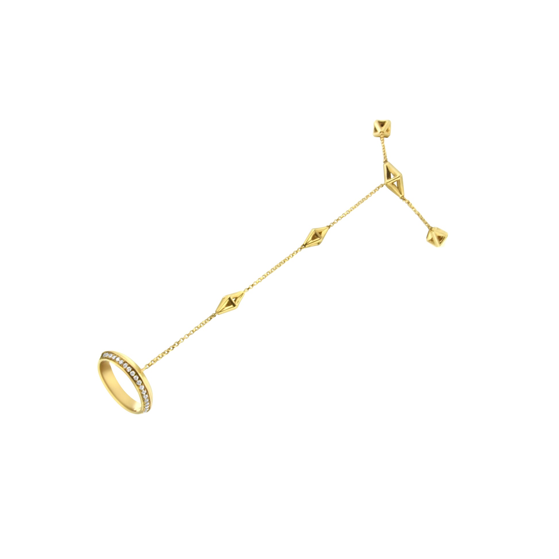 14K Yellow Gold 1/4 Cttw Diamond Ring and Bracelet Hand Chain (G-H Color, SI1-SI2 Clarity) - 7" Bids.com