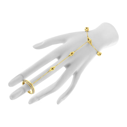 14K Yellow Gold 1/4 Cttw Diamond Ring and Bracelet Hand Chain (G-H Color, SI1-SI2 Clarity) - 7" Bids.com