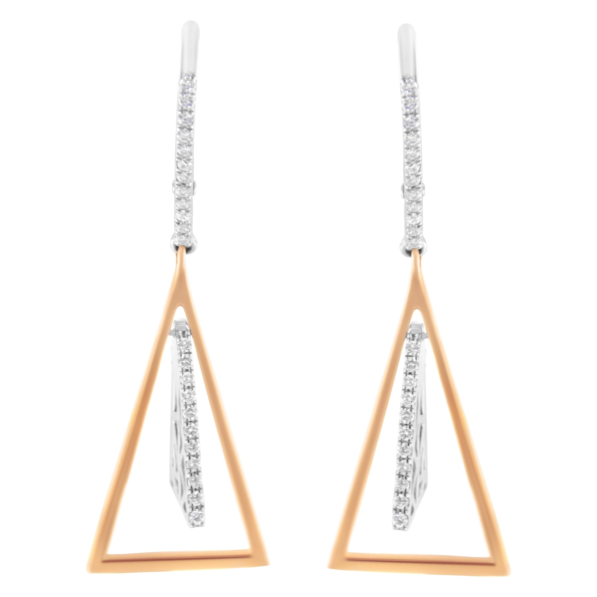 14K Rose and White Gold 3/8 Cttw Diamond Windchime Drop and Dangle Earring (G-H Color, SI1-SI2 Clarity) Bids.com