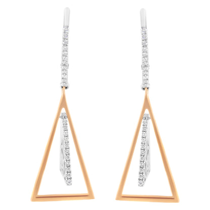 14K Rose and White Gold 3/8 Cttw Diamond Windchime Drop and Dangle Earring (G-H Color, SI1-SI2 Clarity) Bids.com