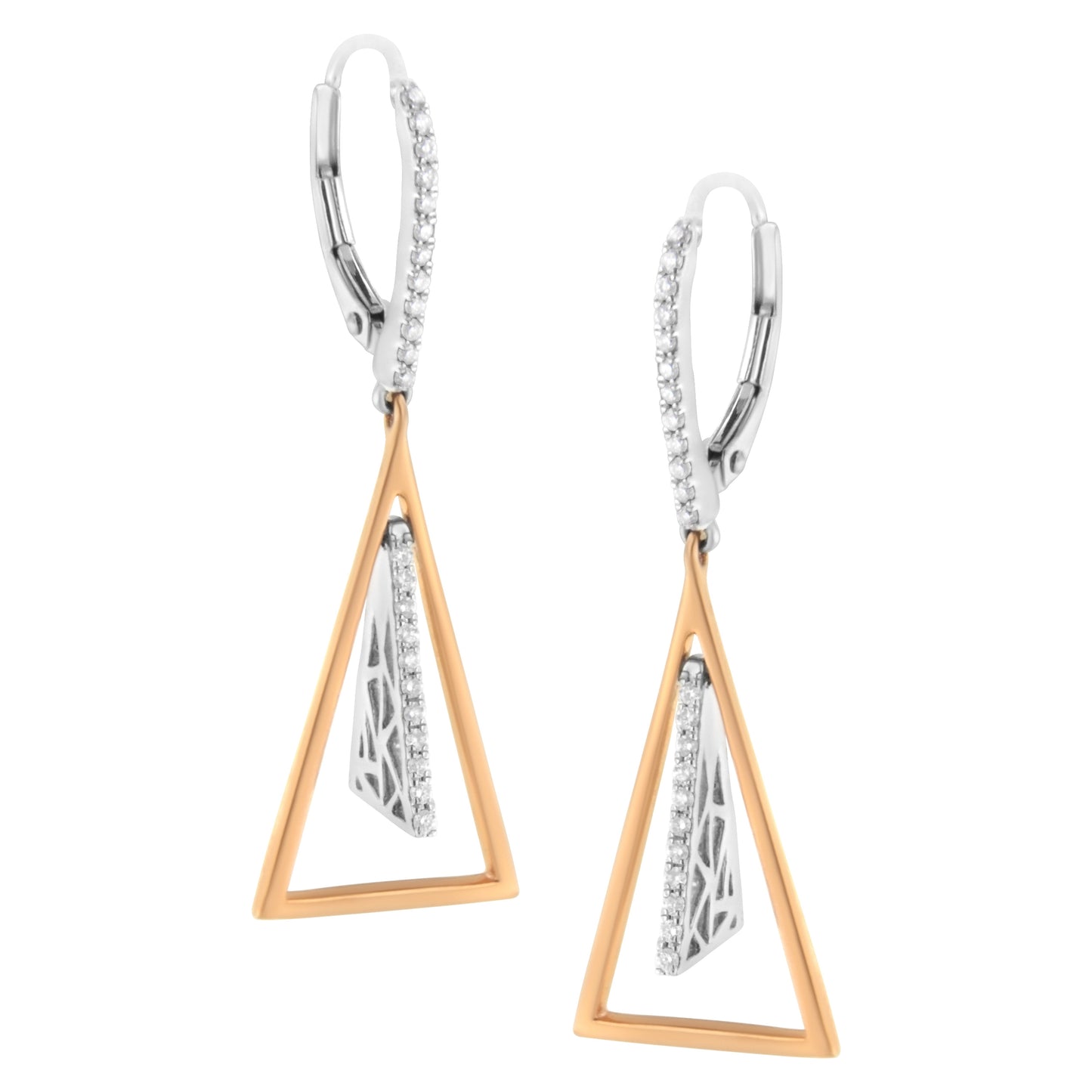 14K Rose and White Gold 3/8 Cttw Diamond Windchime Drop and Dangle Earring (G-H Color, SI1-SI2 Clarity) Bids.com