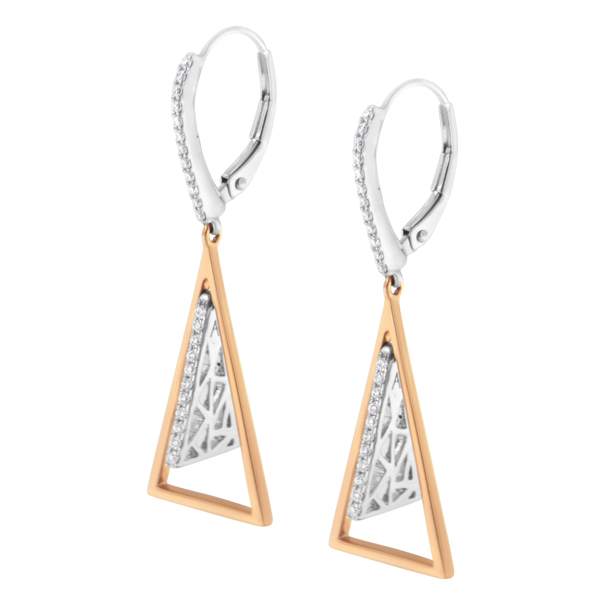 14K Rose and White Gold 3/8 Cttw Diamond Windchime Drop and Dangle Earring (G-H Color, SI1-SI2 Clarity) Bids.com
