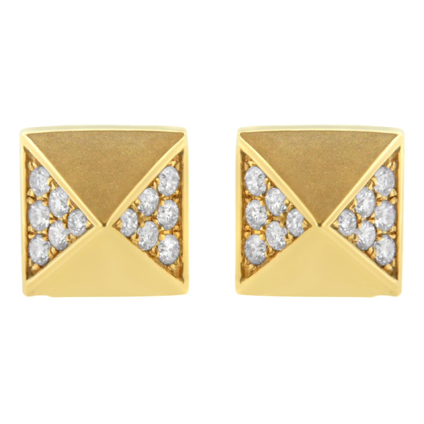 14K Yellow Gold 1/4 Cttw Diamond Pyramid Stud Earring (G-H Color, SI1-SI2 Clarity) Bids.com