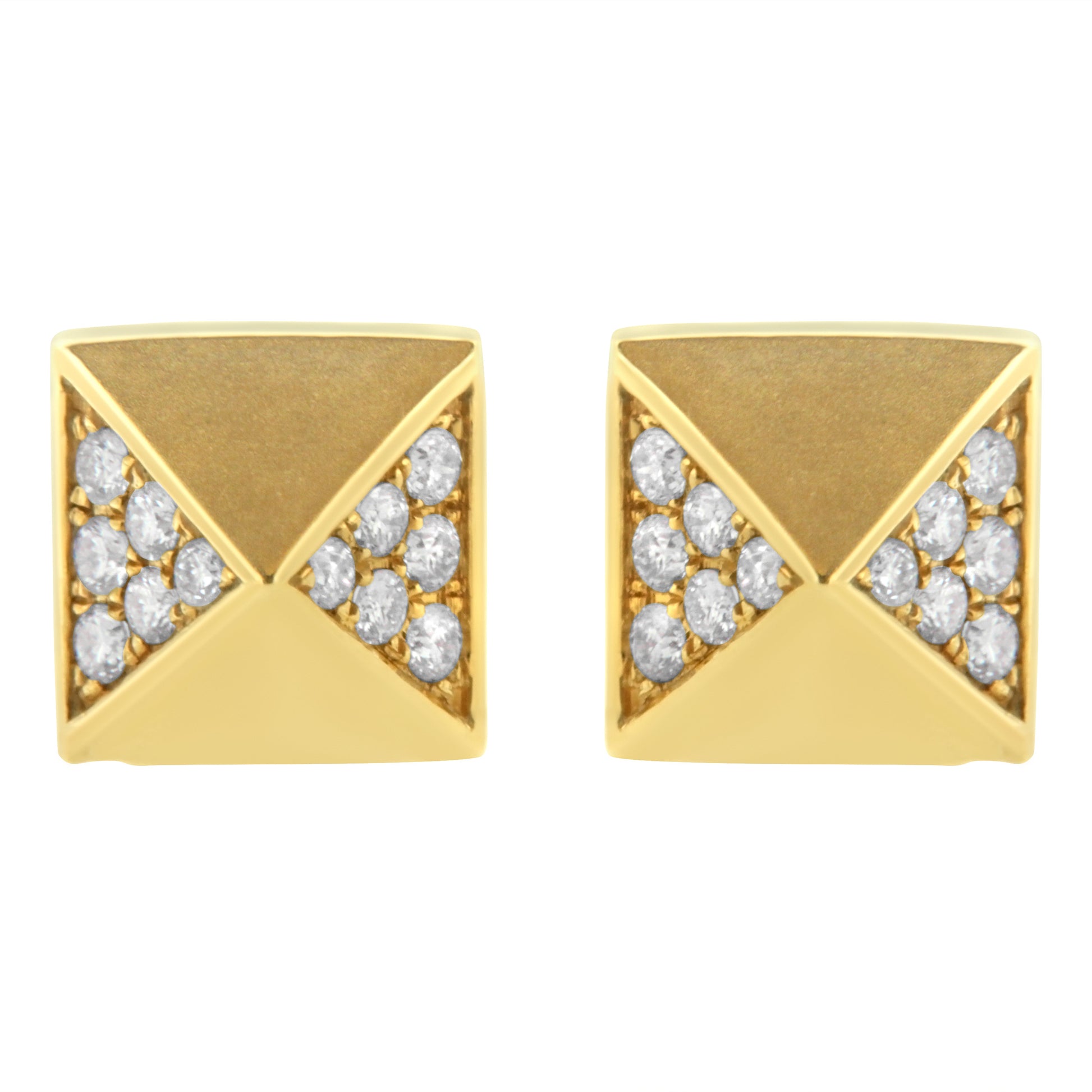 14K Yellow Gold 1/4 Cttw Diamond Pyramid Stud Earring (G-H Color, SI1-SI2 Clarity) Bids.com