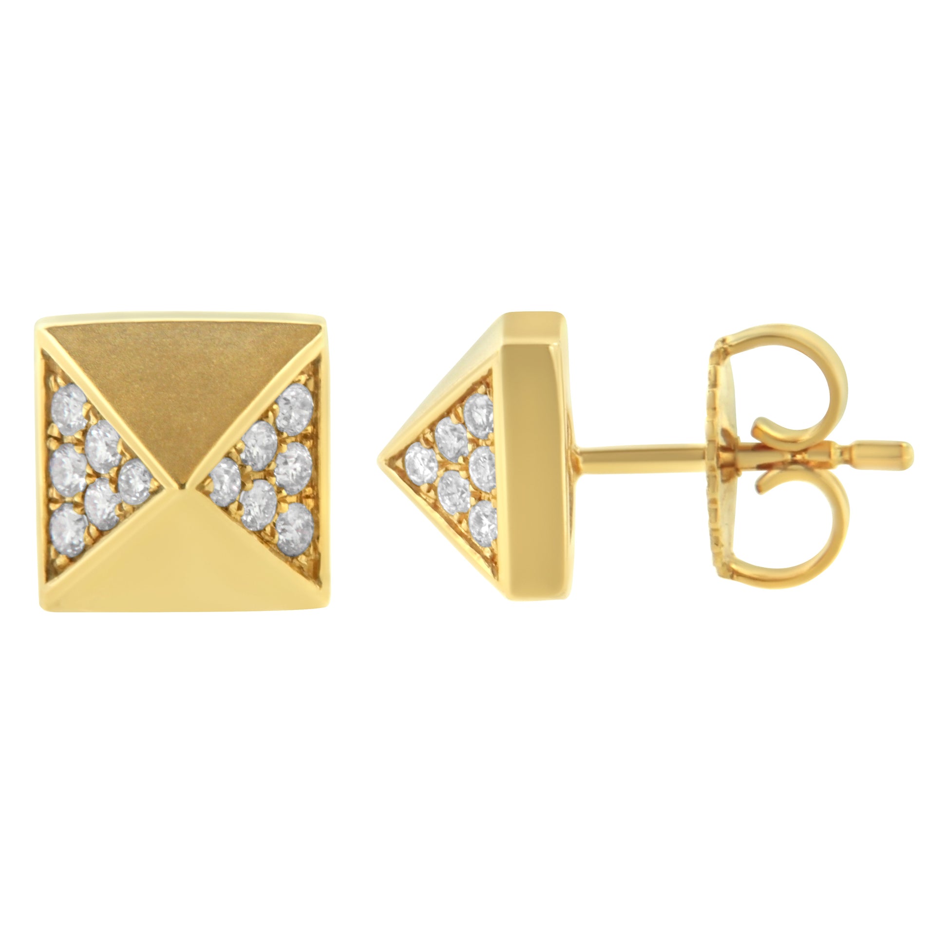 14K Yellow Gold 1/4 Cttw Diamond Pyramid Stud Earring (G-H Color, SI1-SI2 Clarity) Bids.com