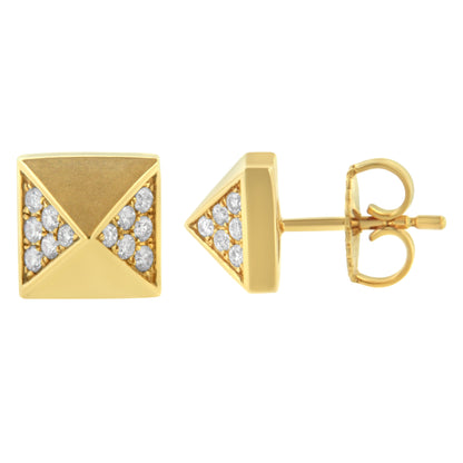 14K Yellow Gold 1/4 Cttw Diamond Pyramid Stud Earring (G-H Color, SI1-SI2 Clarity) Bids.com