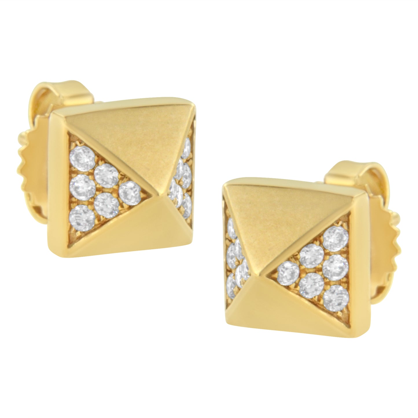 14K Yellow Gold 1/4 Cttw Diamond Pyramid Stud Earring (G-H Color, SI1-SI2 Clarity) Bids.com