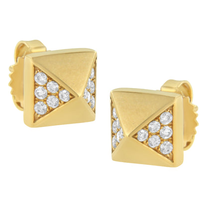 14K Yellow Gold 1/4 Cttw Diamond Pyramid Stud Earring (G-H Color, SI1-SI2 Clarity) Bids.com