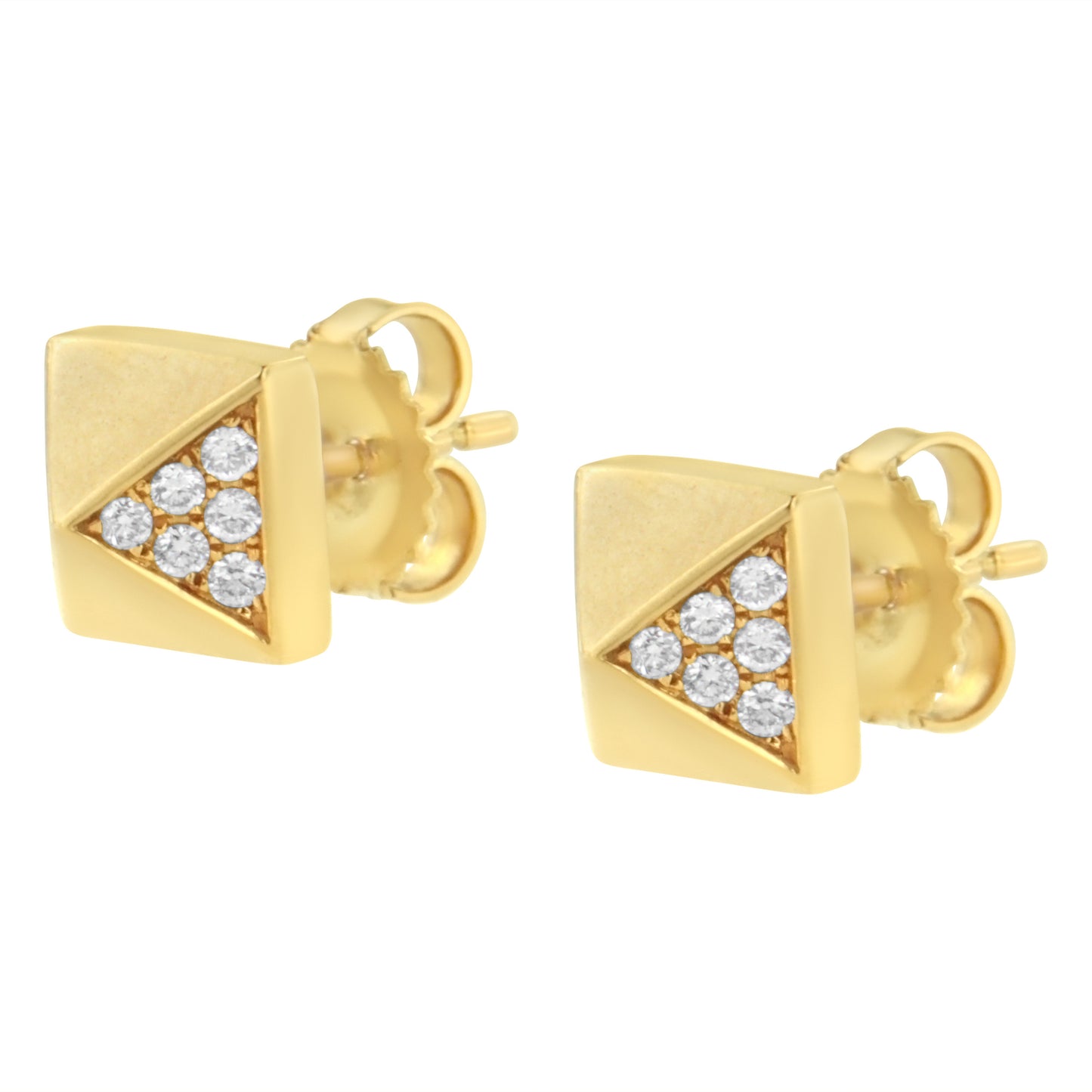14K Yellow Gold 1/4 Cttw Diamond Pyramid Stud Earring (G-H Color, SI1-SI2 Clarity) Bids.com