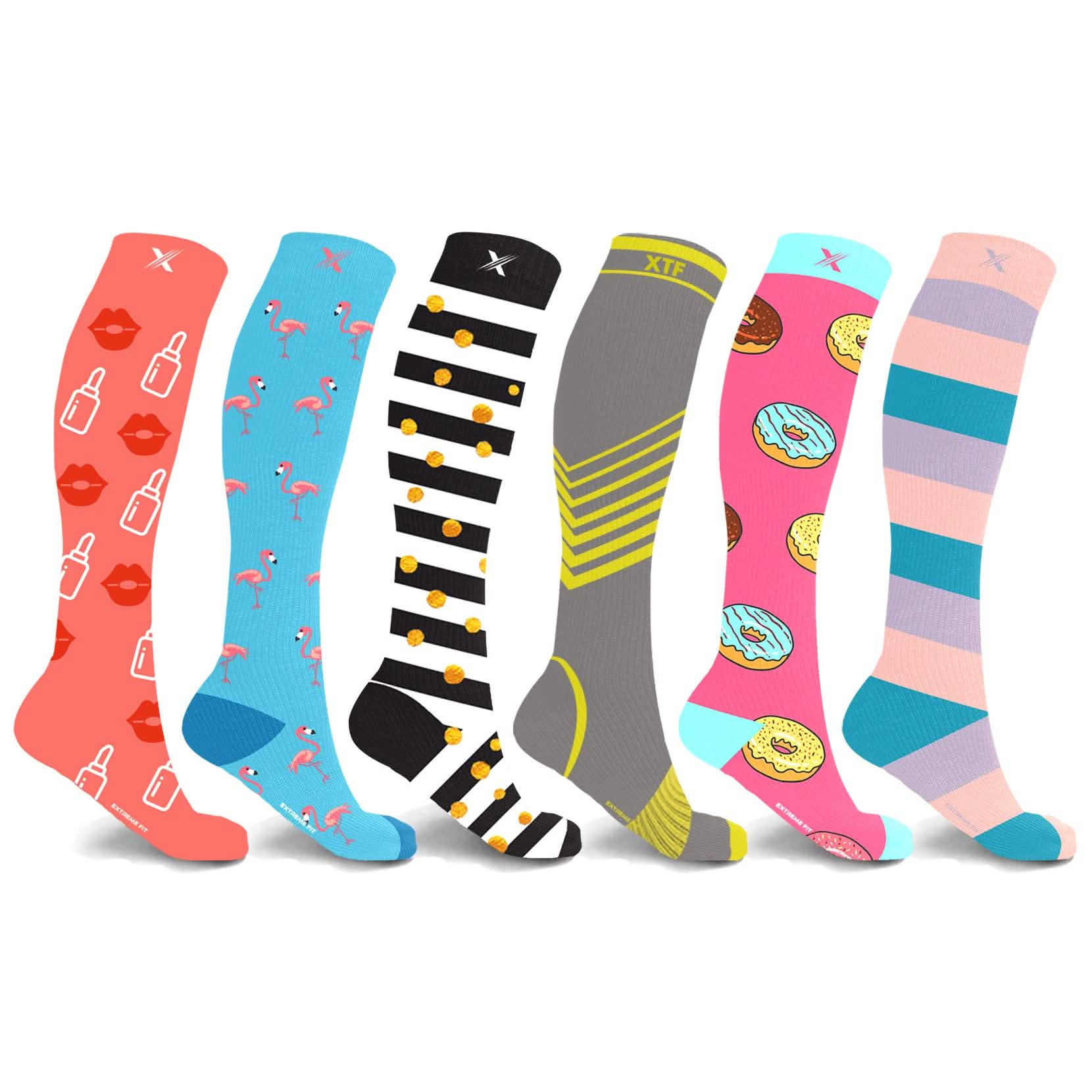 6-Pairs: Women's Pain Relief And Recovery Knee High Compression Socks DailySale