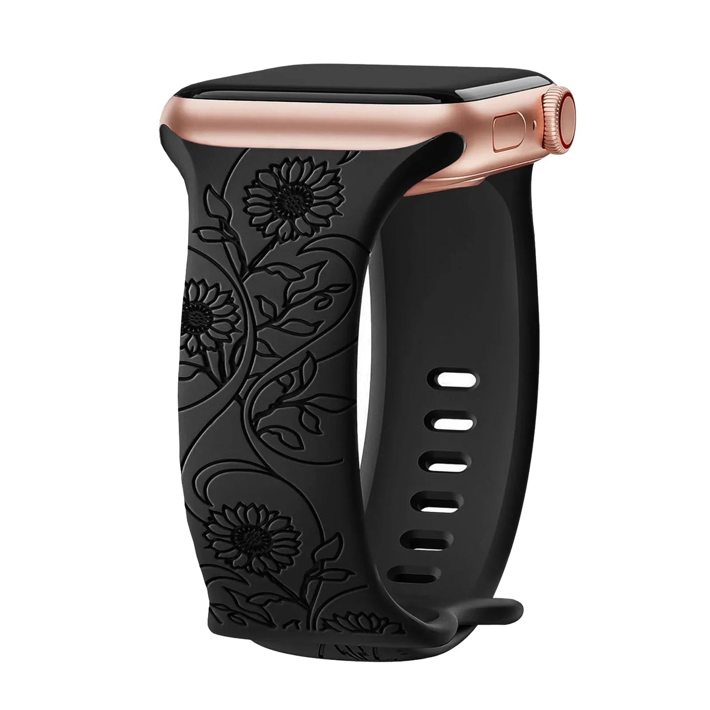 Apple Watch Silicone Strap - Floral Engraved, Soft and Waterproof BandsCo Straps