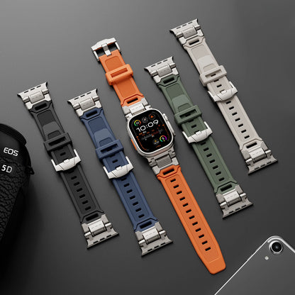 Metal and Silicone Hybrid Watch Strap for Apple Watch