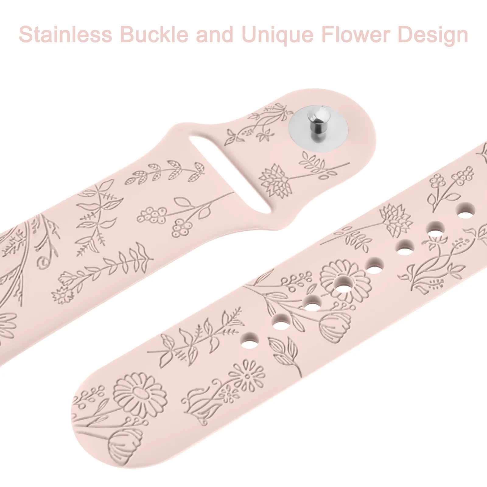 Fitbit Charge 5 6 Silicone Flower Engraved Soft Strap BandsCo Straps