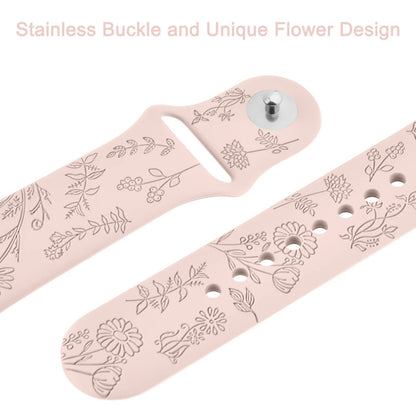 Fitbit Charge 5 6 Silicone Flower Engraved Soft Strap BandsCo Straps