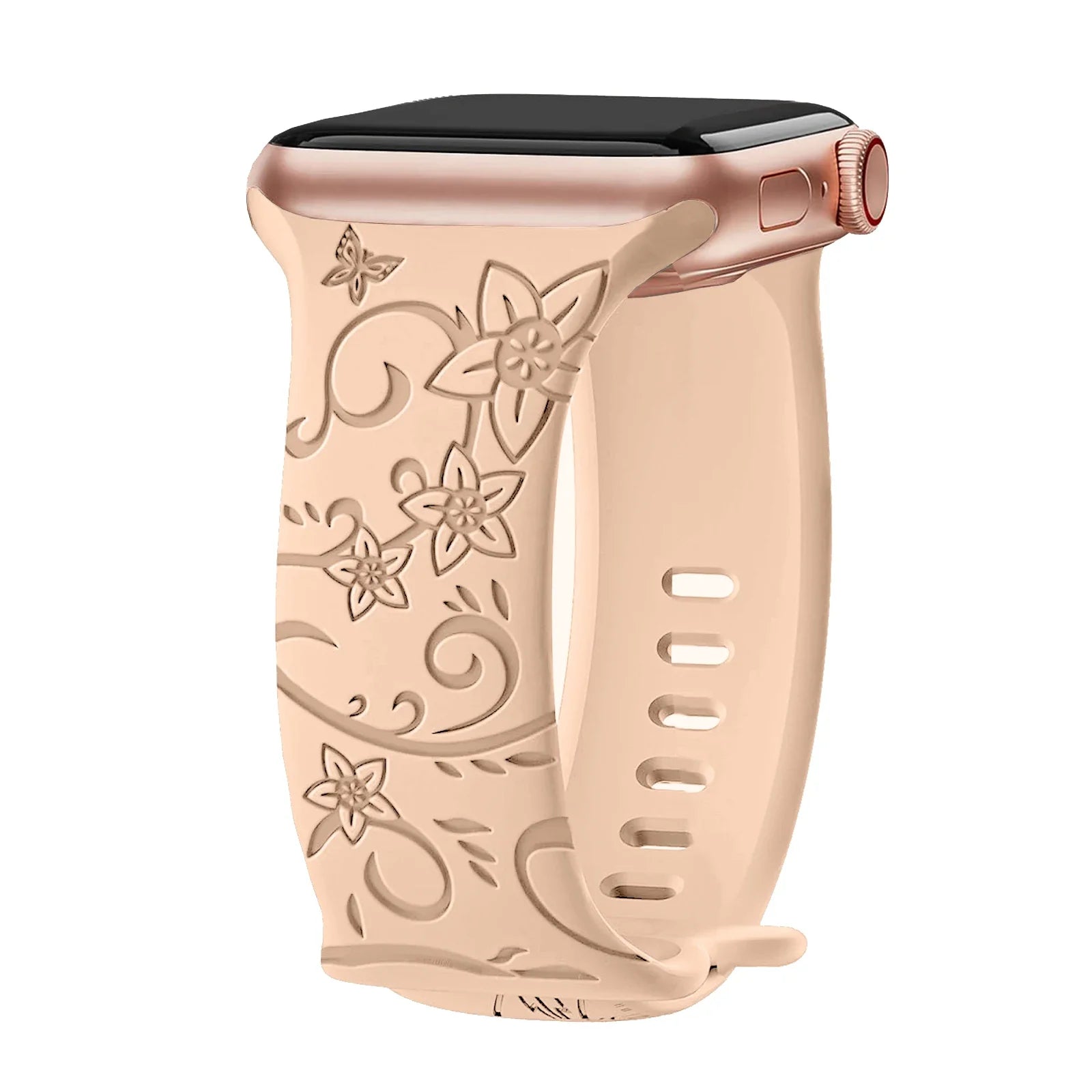 Apple Watch Silicone Strap - Floral Engraved, Soft and Waterproof BandsCo Straps