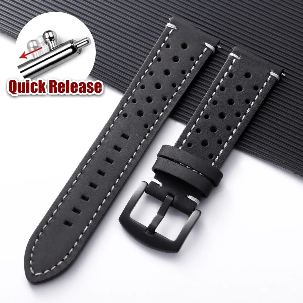 Amazfit Bands Leather Quick Release Watch Band Vintage Brown Cowhide Strap BandsCo Straps