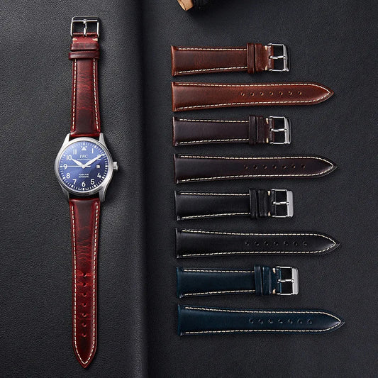 Amazfit Band Vintage Oil Wax Leather Watch Strap Cowhide Buckle BandsCo Straps