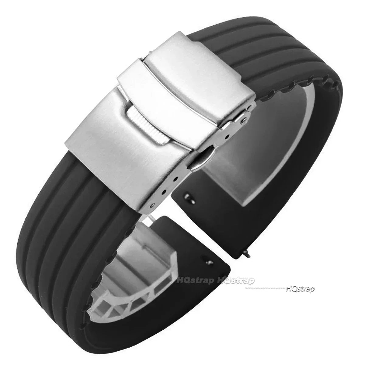 OnePlus Watch Band Silicone Rubber Strap Deployment Buckle Black Brown Green BandsCo Straps