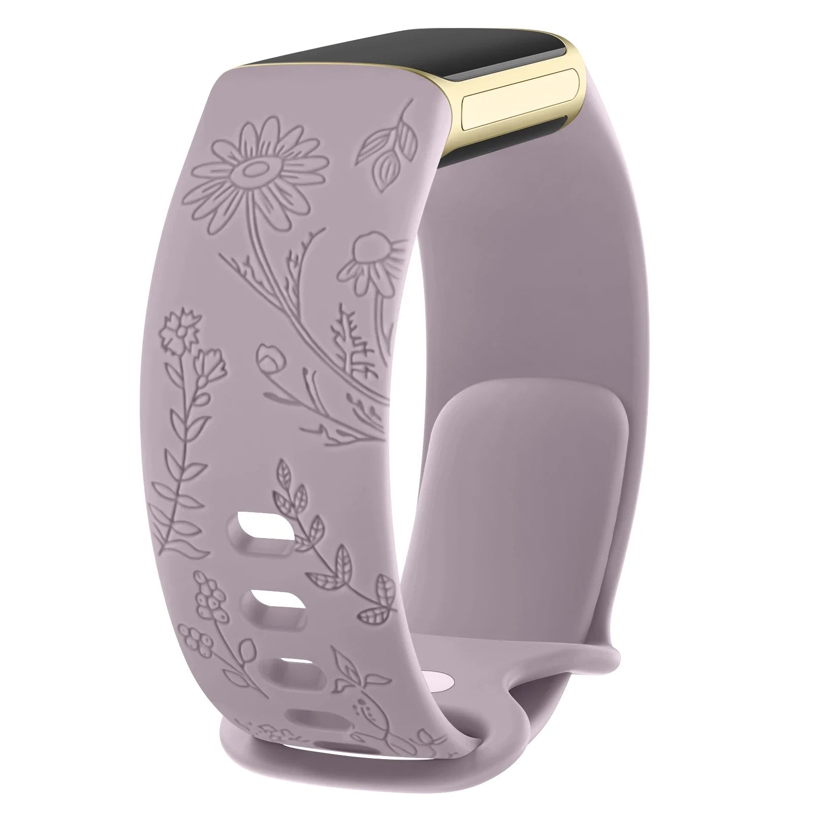 Fitbit Charge 5 6 Silicone Flower Engraved Soft Strap BandsCo Straps