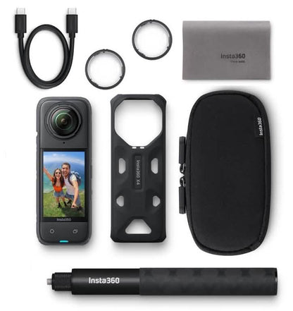 Insta360 X4 - Standard Bundle with Invisible Selfie Stick, 8K Waterproof 360 Action Camera, 4K Wide-Angle Video, Soft Pouch - Open Box DailySale