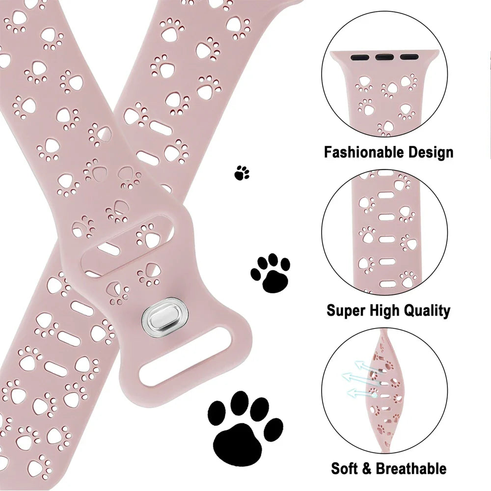 Apple Watch Silicone Strap - Soft Hollow-Out Cat Pattern BandsCo Straps