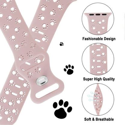 Apple Watch Silicone Strap - Soft Hollow-Out Cat Pattern BandsCo Straps